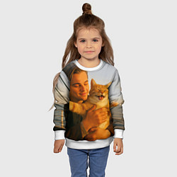 Свитшот детский Мужчина с котом на яхте, цвет: 3D-белый — фото 2