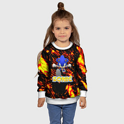 Свитшот детский Sonic огенная текстура, цвет: 3D-белый — фото 2