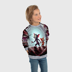 Свитшот детский Том и Джерри в пещере ужасов - хэллоуин, цвет: 3D-меланж — фото 2