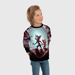 Свитшот детский Том и Джерри в пещере ужасов - хэллоуин, цвет: 3D-черный — фото 2