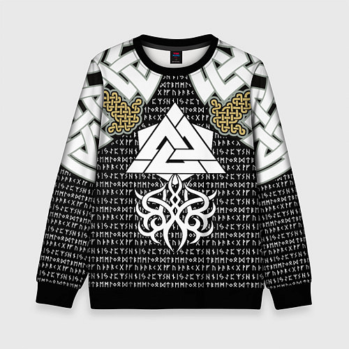 Детский свитшот Узор рун и символов / 3D-Черный – фото 1