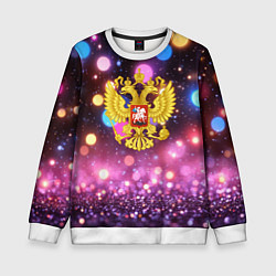 Детский свитшот Герб России на фоне бокке
