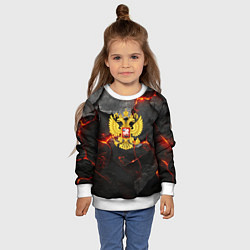 Свитшот детский Герб России на фоне объемных плит, цвет: 3D-белый — фото 2