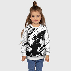 Свитшот детский Брызги и штрихи черной краски, цвет: 3D-белый — фото 2