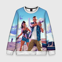 Свитшот детский GTA 6 главные герои, цвет: 3D-белый