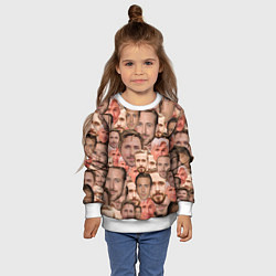 Свитшот детский Лица Райана Гослинга, цвет: 3D-белый — фото 2