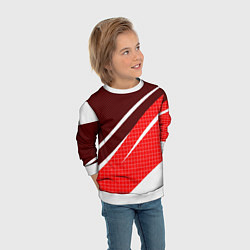 Свитшот детский Красно-белый абстрактный с полосами, цвет: 3D-белый — фото 2