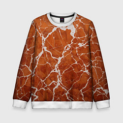 Свитшот детский Темно-оранжевый мрамор, цвет: 3D-белый