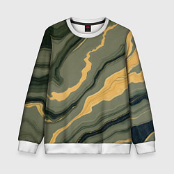 Свитшот детский Оливковый мрамор, цвет: 3D-белый
