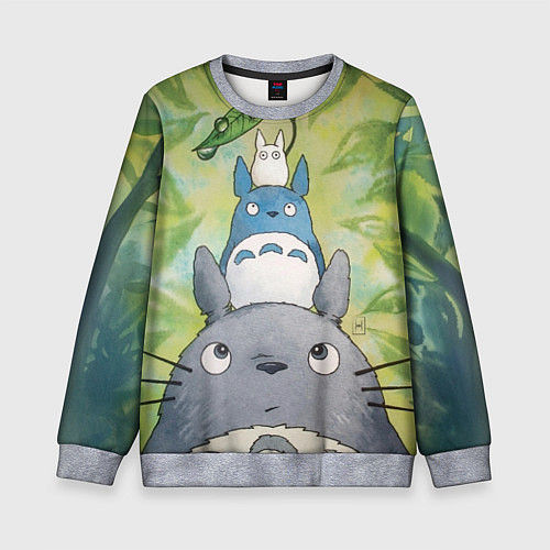 Детский свитшот Тоторо в лесу акварель / 3D-Меланж – фото 1