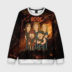 Свитшот детский ACDC карикатурный стиль, цвет: 3D-белый