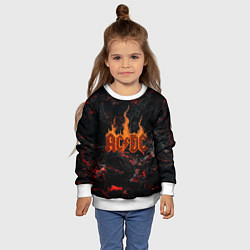 Свитшот детский ACDC логотип из огня, цвет: 3D-белый — фото 2