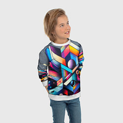 Свитшот детский Геометрическое абстрактное граффити, цвет: 3D-белый — фото 2