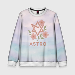 Свитшот детский Astro логотип с цветочками, цвет: 3D-белый