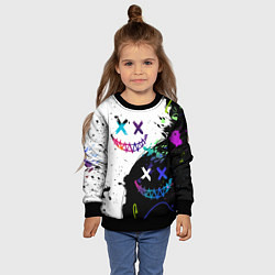 Свитшот детский Неоновые брызги - жуткие улыбки, цвет: 3D-черный — фото 2