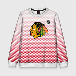 Свитшот детский Чикаго Блэкхокс - красные треугольники с градиенто, цвет: 3D-белый