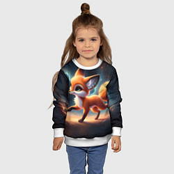 Свитшот детский Лиса бежит по космическому простору, цвет: 3D-белый — фото 2