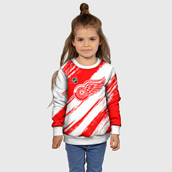 Свитшот детский Детройт Ред Уингз - брызги красок, цвет: 3D-белый — фото 2