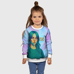 Свитшот детский Билли Айлиш из мозаики, цвет: 3D-белый — фото 2