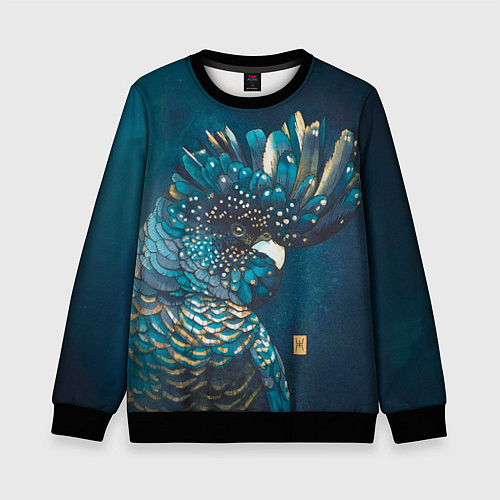 Детский свитшот Попугай акварельный - big picture / 3D-Черный – фото 1