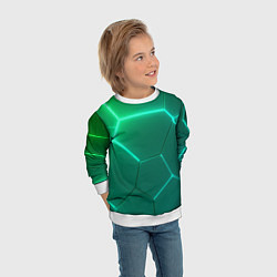 Свитшот детский Зеленые неоновые плитки, цвет: 3D-белый — фото 2