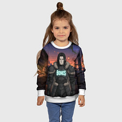 Свитшот детский Bones в аниме, цвет: 3D-белый — фото 2