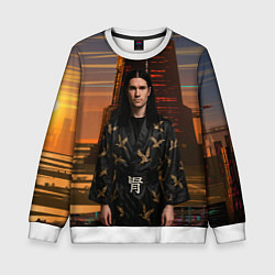 Свитшот детский Bones в халате с журавлями, цвет: 3D-белый