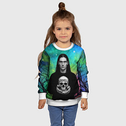 Свитшот детский Bones без зрачков держит череп в руках, цвет: 3D-белый — фото 2