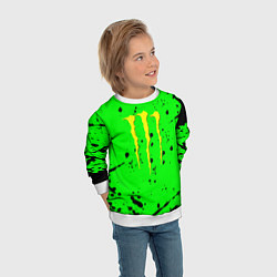 Свитшот детский Monster energy кислотные брызги, цвет: 3D-белый — фото 2