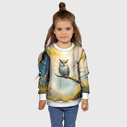 Свитшот детский Сова в мрачном лесу, цвет: 3D-белый — фото 2