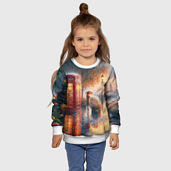 Свитшот детский Красная телефонная будка на набережной, цвет: 3D-белый — фото 2