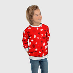 Свитшот детский Текстура красной гавайской рубашки, цвет: 3D-белый — фото 2