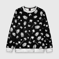 Свитшот детский Текстура черной гавайской рубашки, цвет: 3D-белый