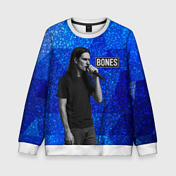 Свитшот детский Bones стоит с микрофоном, цвет: 3D-белый