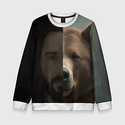 Свитшот детский Человек-медведь, цвет: 3D-белый
