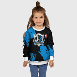 Свитшот детский Даллас Маверикс - брызги краски, цвет: 3D-белый — фото 2