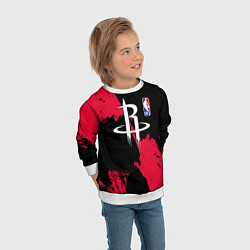 Свитшот детский Хьюстон Рокетс - брызги краски, цвет: 3D-белый — фото 2