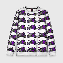 Свитшот детский Motorcycle purple, цвет: 3D-белый