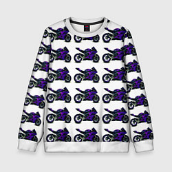 Свитшот детский Motorcycle purple gloss, цвет: 3D-белый