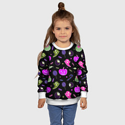 Свитшот детский Halloween pink black pumpkin, цвет: 3D-белый — фото 2