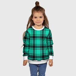 Свитшот детский Checkered turquoise, цвет: 3D-белый — фото 2