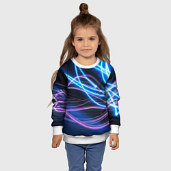 Свитшот детский Неоновая абстракция на темном, цвет: 3D-белый — фото 2