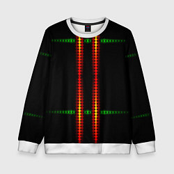 Свитшот детский Neon black green circles, цвет: 3D-белый