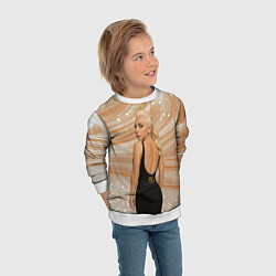 Свитшот детский Леди Гага в черном платье, цвет: 3D-белый — фото 2