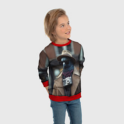 Свитшот детский Голубь шпион с ретро фотокамерой, цвет: 3D-красный — фото 2