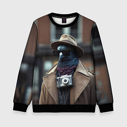 Детский свитшот Голубь шпион с ретро фотокамерой