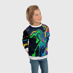 Свитшот детский Разводы и переливы разноцветной краски, цвет: 3D-белый — фото 2