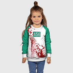 Свитшот детский Кровавая форма игрока 456 из игры в кальмара, цвет: 3D-белый — фото 2