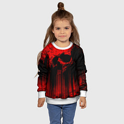 Свитшот детский Красный череп на фоне абстракции, цвет: 3D-белый — фото 2