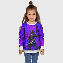 Свитшот детский Призрак самурай - неоновые краски, цвет: 3D-белый — фото 2